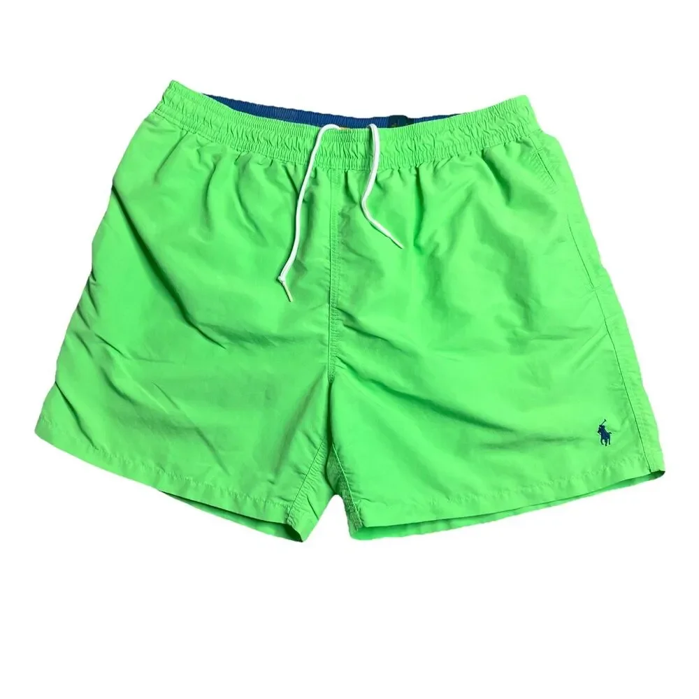 Polo Ralph Lauren Swim Trunks Mens XXL Neon Green Mesh‎ Lined Drawstring Beach